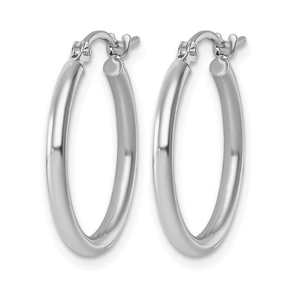 10K White Gold Polished Hinged Hoop Earrings