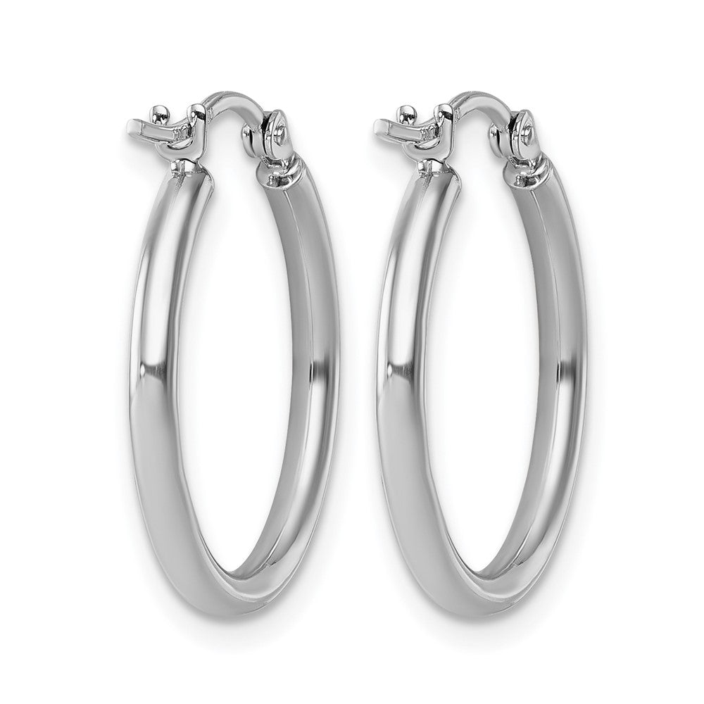 10K White Gold Polished Hinged Hoop Earrings
