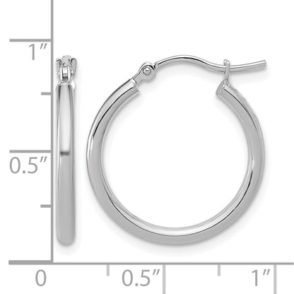 10K White Gold Polished Hinged Hoop Earrings