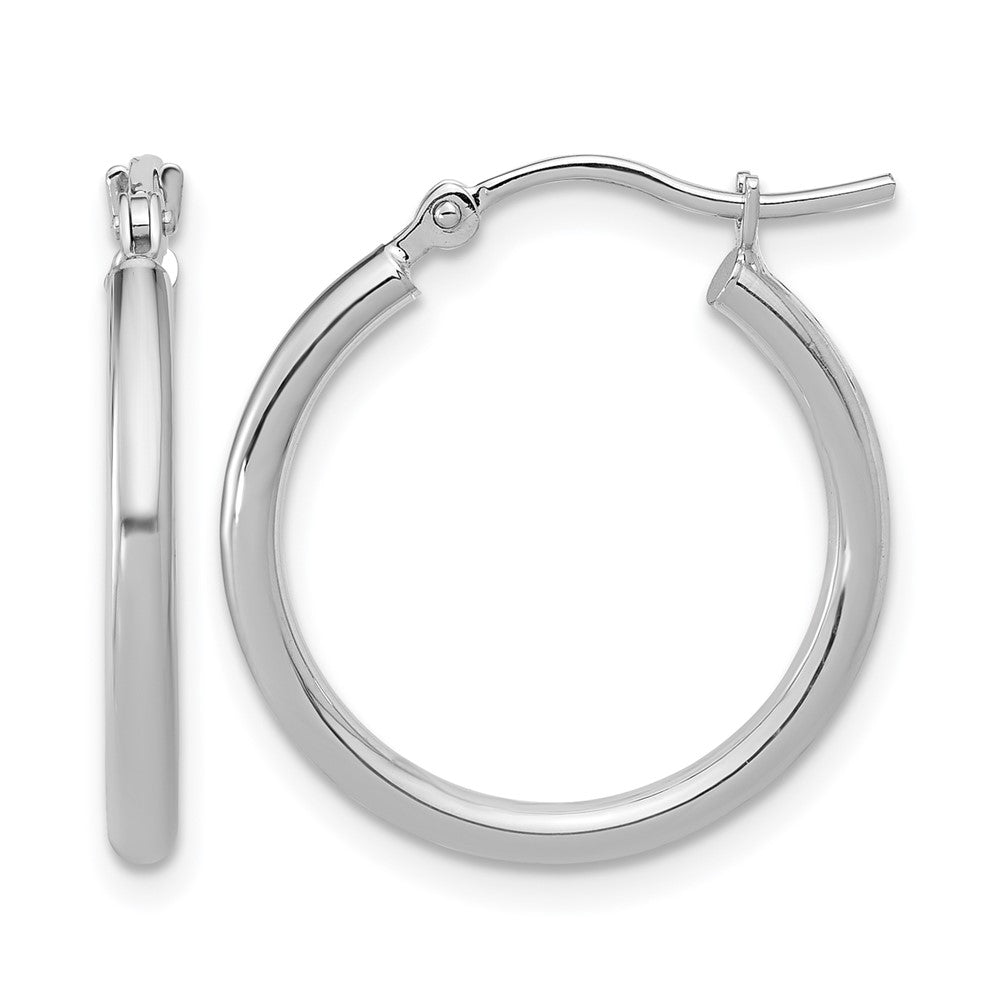 10K White Gold Polished Hinged Hoop Earrings