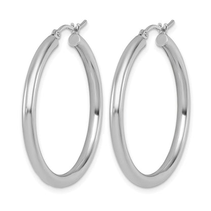 10K White Gold Polished Hinged Hoop Earrings