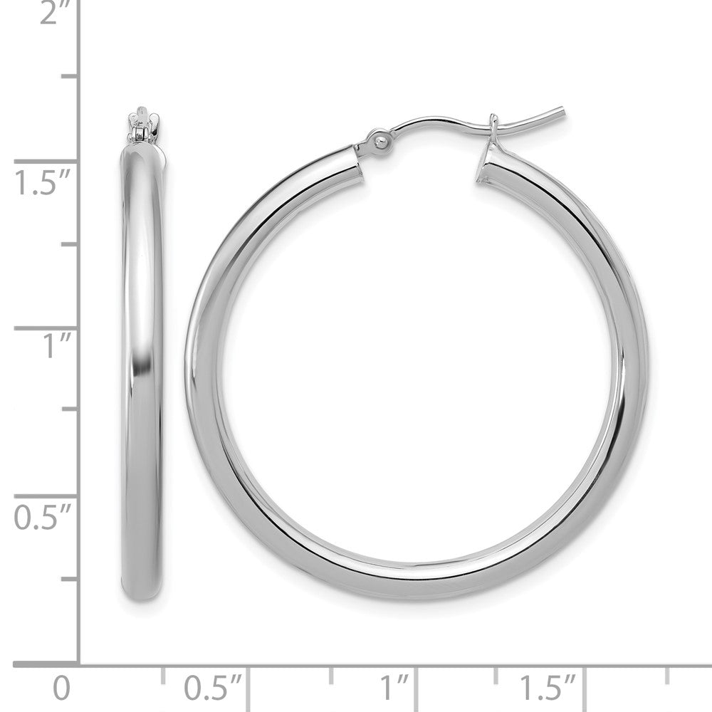 10K White Gold Polished Hinged Hoop Earrings