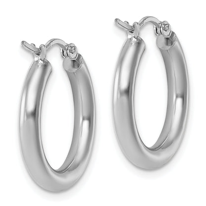 10K White Gold Polished Hinged Hoop Earrings