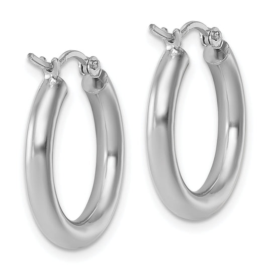 10K White Gold Polished Hinged Hoop Earrings