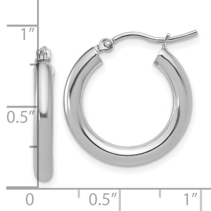 10K White Gold Polished Hinged Hoop Earrings