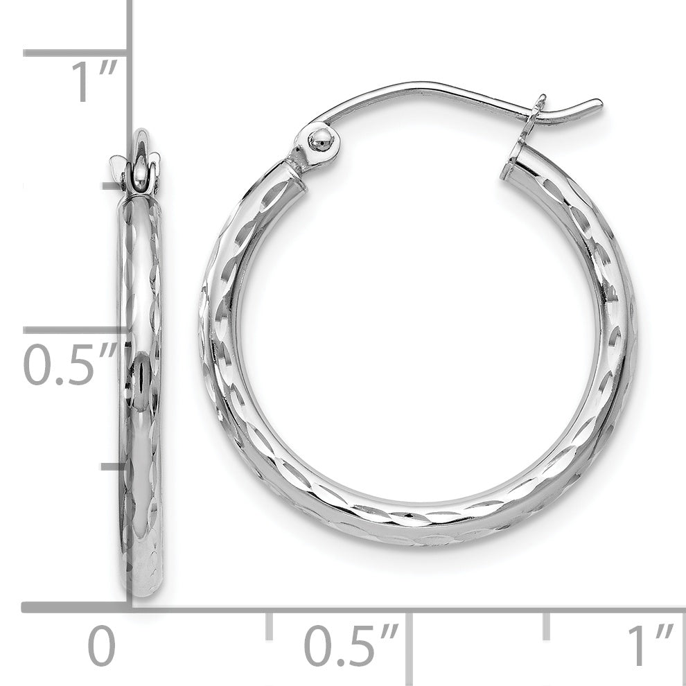 10K White Gold D/C Hinged Hoop Earrings