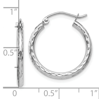 10K White Gold D/C Hinged Hoop Earrings