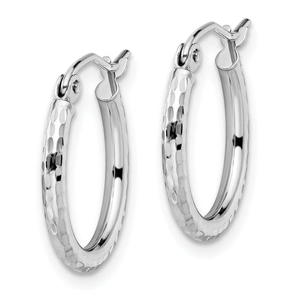 10K White Gold D/C Hinged Hoop Earrings