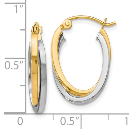 10K Two-Tone Polished Hinged Hoop Earrings