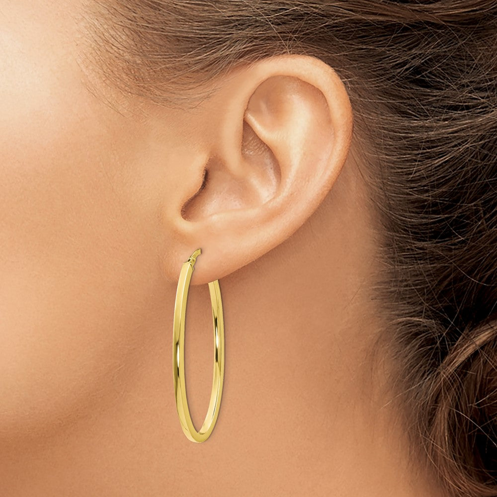 10K Yellow Gold Polished Oval Hinged Hoop Earrings