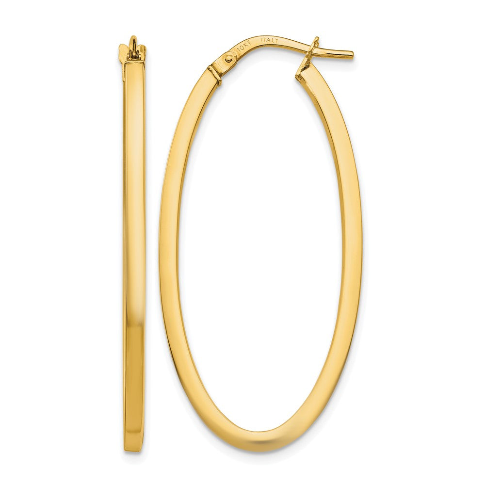 10K Yellow Gold Polished Oval Hinged Hoop Earrings