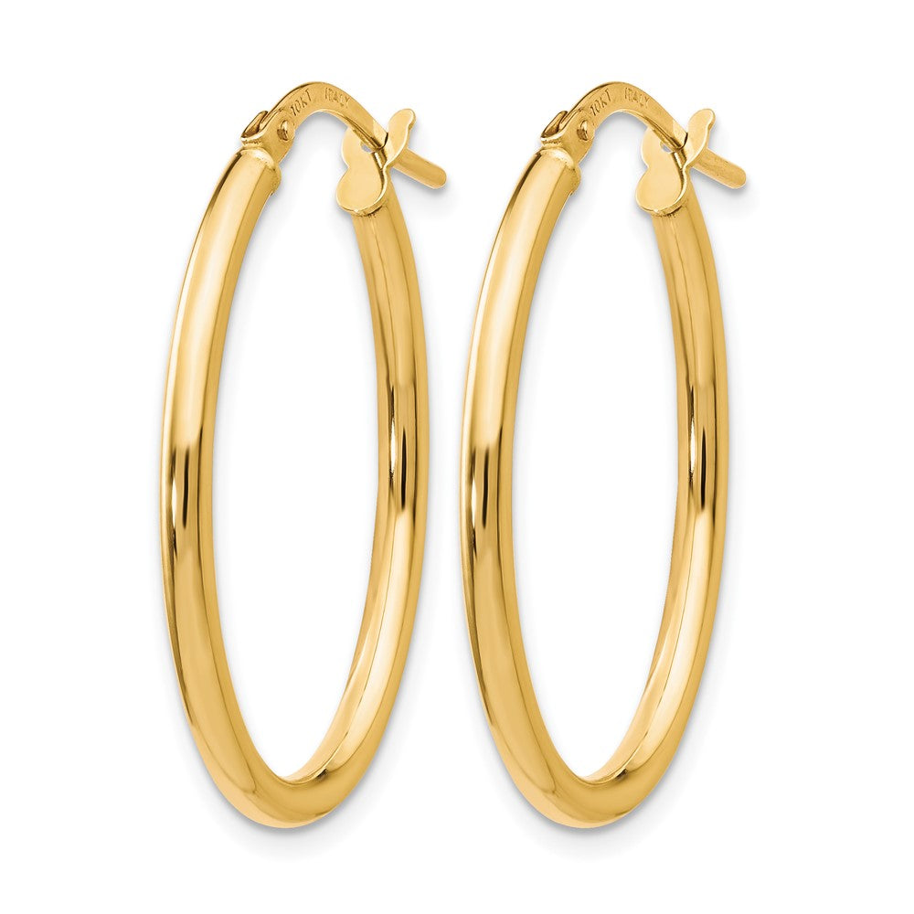 10K Yellow Gold Polished Oval Hinged Hoop Earrings