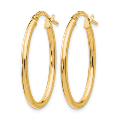 10K Yellow Gold Polished Oval Hinged Hoop Earrings