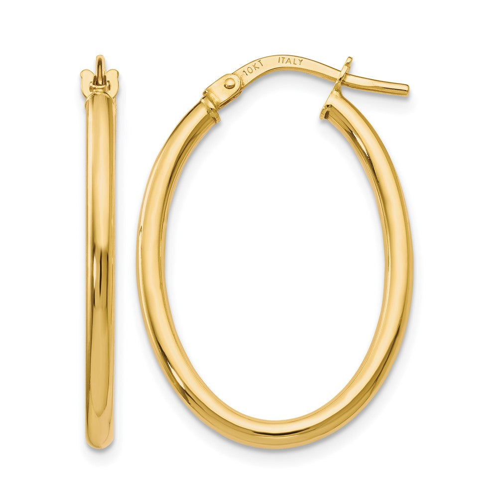 10K Yellow Gold Polished Oval Hinged Hoop Earrings
