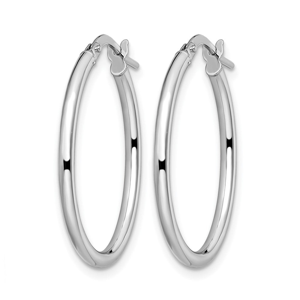 10K White Gold Polished Oval Hinged Hoop Earrings