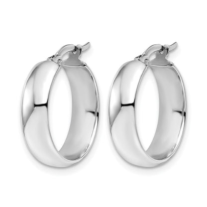 10K White Gold Polished Hinged Hoop Earrings
