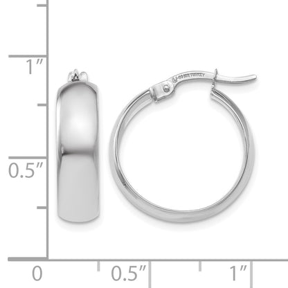 10K White Gold Polished Hinged Hoop Earrings