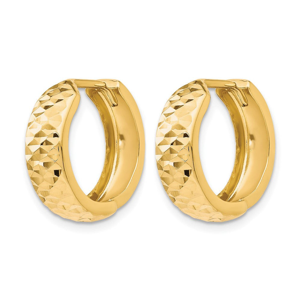 10K Yellow Gold Polished And D/C Hinged Hoop Earrings