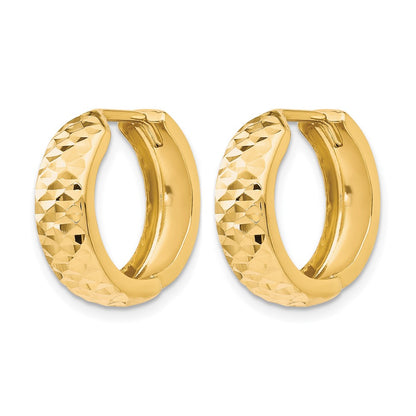 10K Yellow Gold Polished And D/C Hinged Hoop Earrings