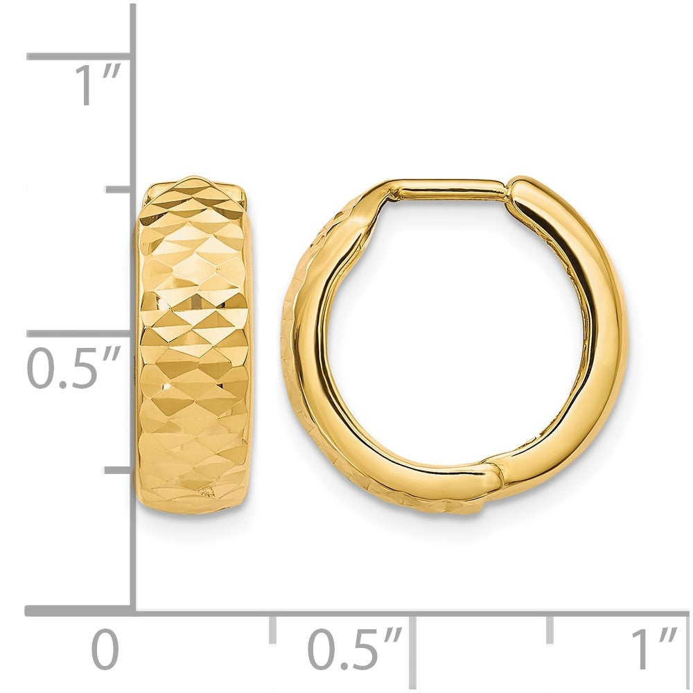 10K Yellow Gold Polished And D/C Hinged Hoop Earrings