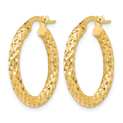 10K Yellow Gold Polished D/C Hoop Earrings