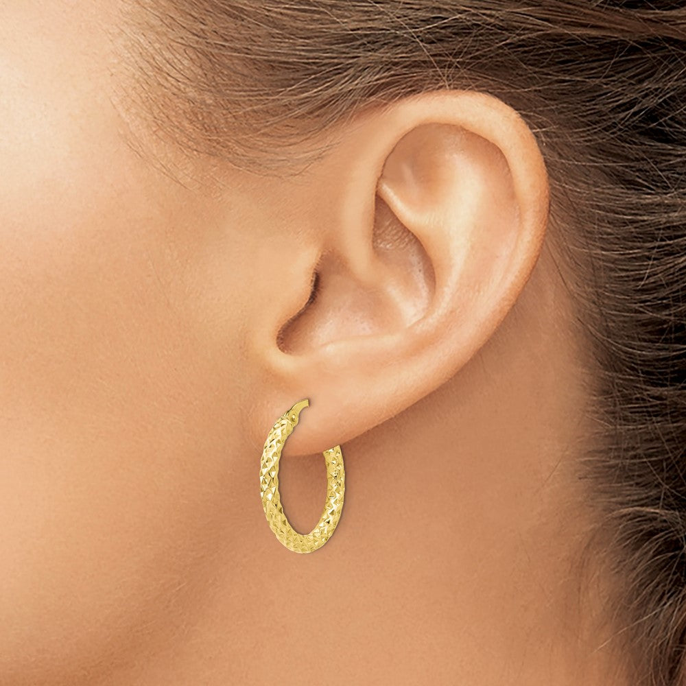 10K Yellow Gold Polished D/C Hoop Earrings