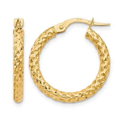 10K Yellow Gold Polished D/C Hoop Earrings