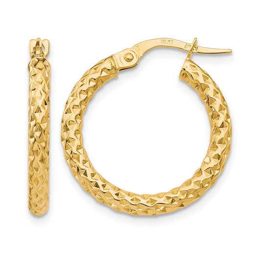 10K Yellow Gold Polished D/C Hoop Earrings