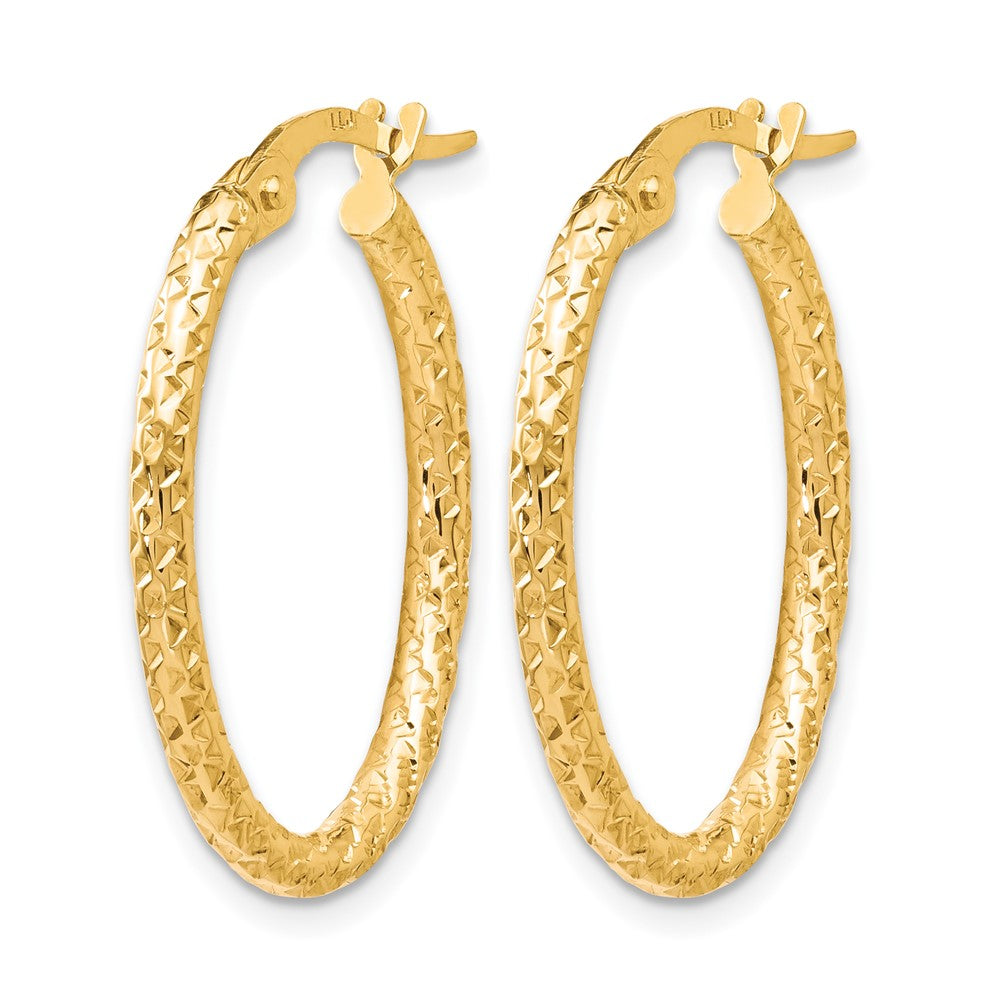 10K Yellow Gold Polished D/C Oval Hoop Earrings