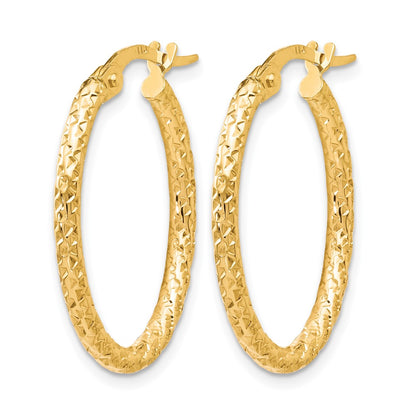 10K Yellow Gold Polished D/C Oval Hoop Earrings
