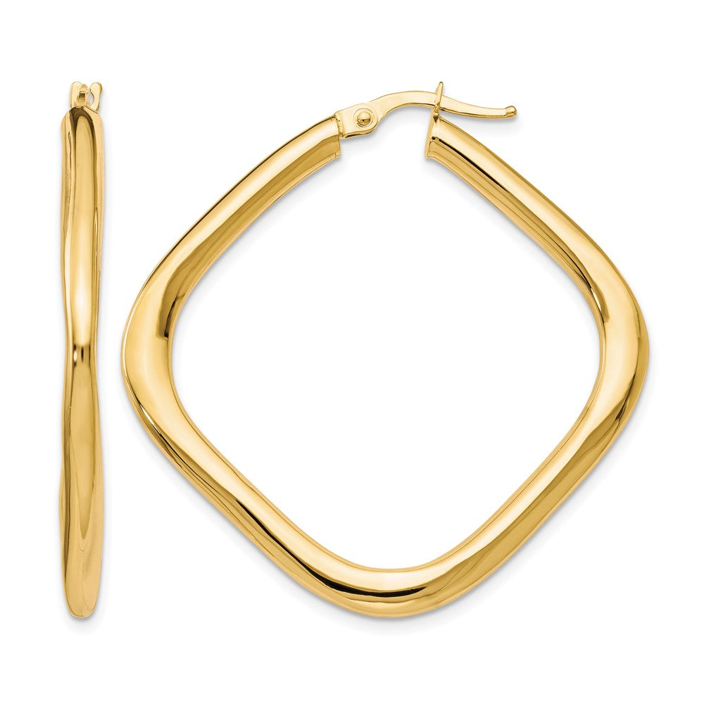 10K Yellow Gold Polished Square Hoop Earrings