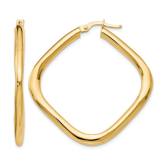 10K Yellow Gold Polished Square Hoop Earrings
