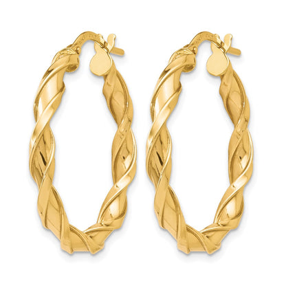 10K Yellow Gold Polished Twisted Hoop Earrings