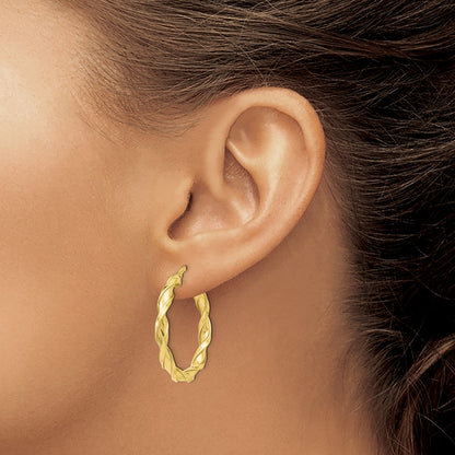 10K Yellow Gold Polished Twisted Hoop Earrings