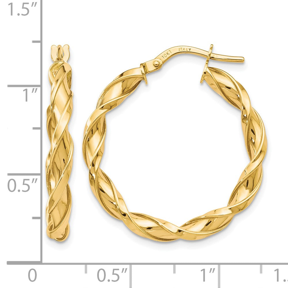 10K Yellow Gold Polished Twisted Hoop Earrings