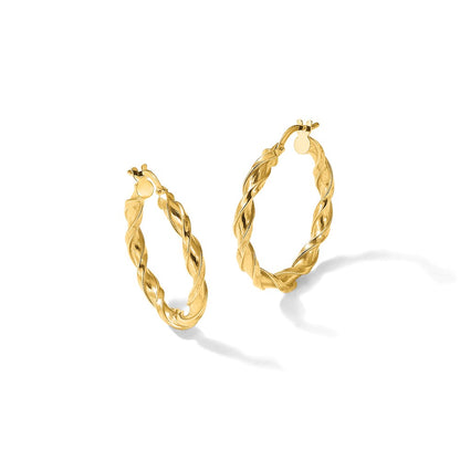 10K Yellow Gold Polished Twisted Hoop Earrings