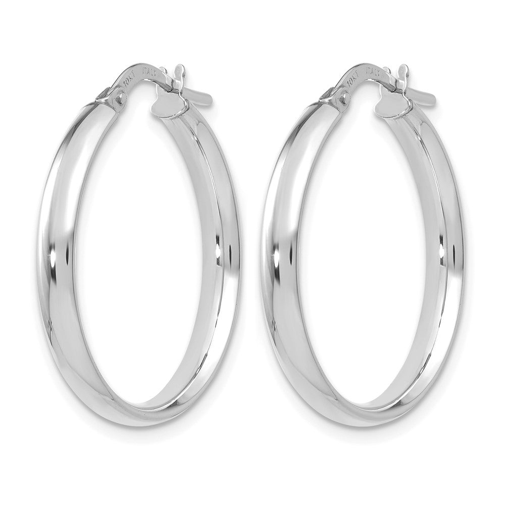 10K White Gold Polished Hoop Earrings