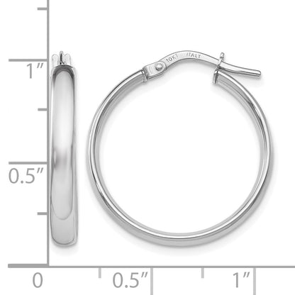 10K White Gold Polished Hoop Earrings