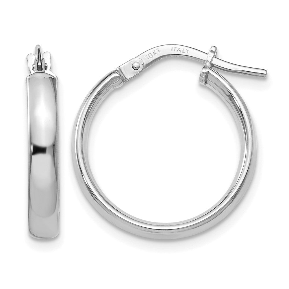10K White Gold Polished Hoop Earrings