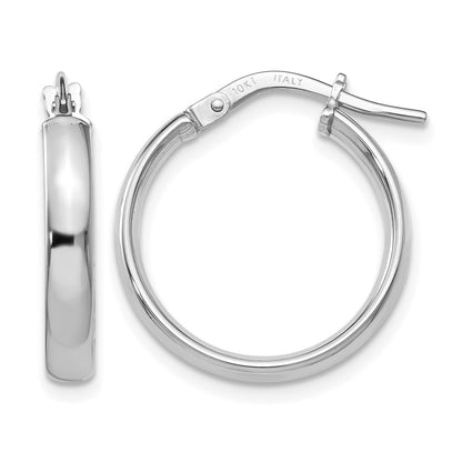 10K White Gold Polished Hoop Earrings