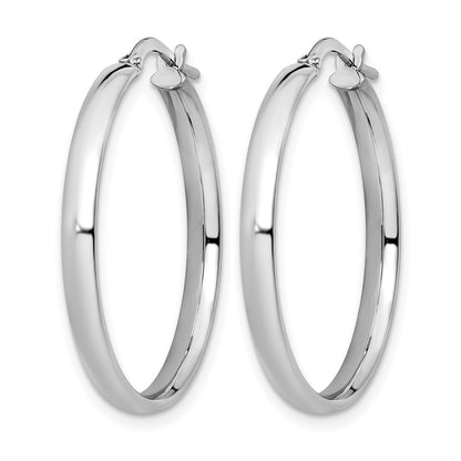 10K White Gold Polished Hoop Earrings