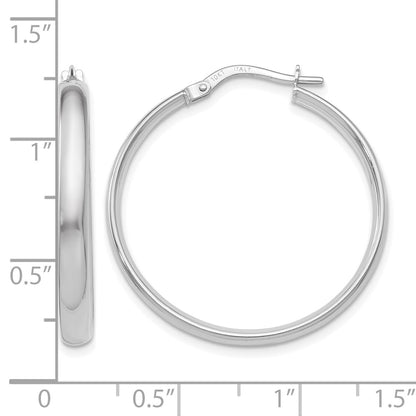 10K White Gold Polished Hoop Earrings