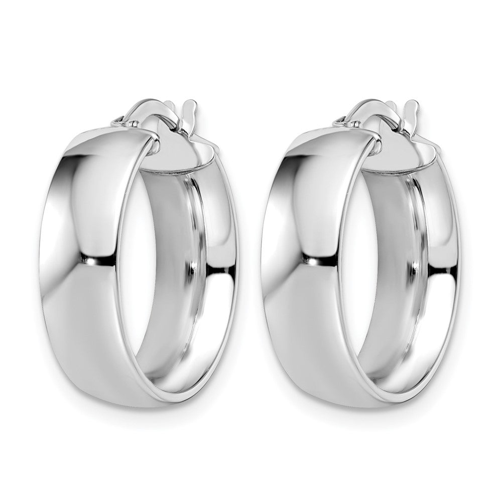 10K White Gold Polished Hoop Earrings