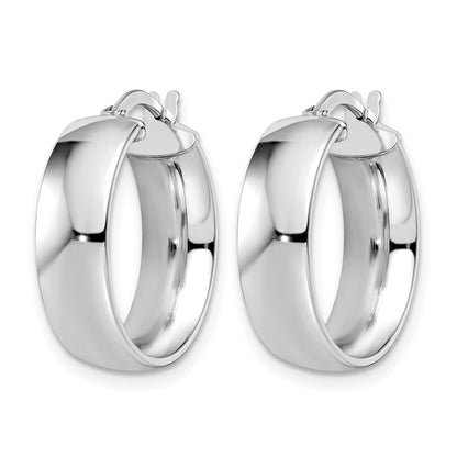 10K White Gold Polished Hoop Earrings