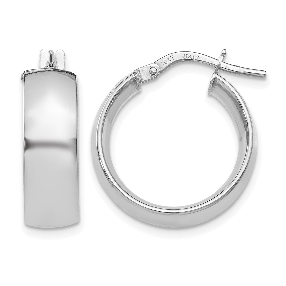 10K White Gold Polished Hoop Earrings