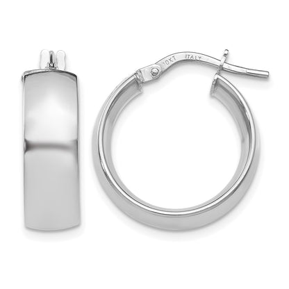 10K White Gold Polished Hoop Earrings