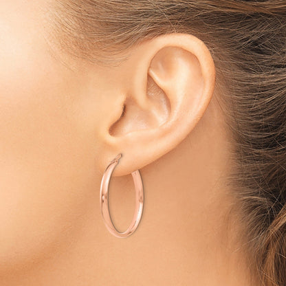10K Rose Gold Polished Hoop Earrings