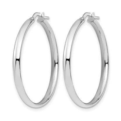 10K White Gold Polished Hoop Earrings