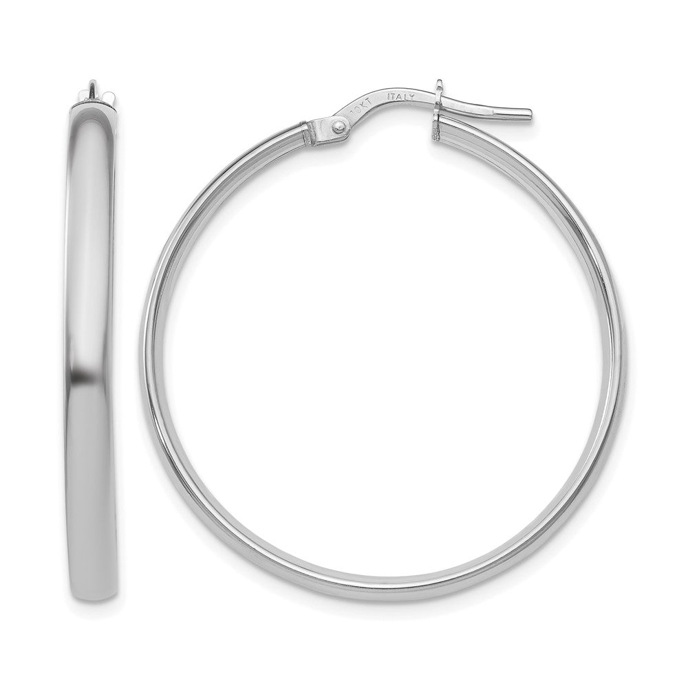 10K White Gold Polished Hoop Earrings