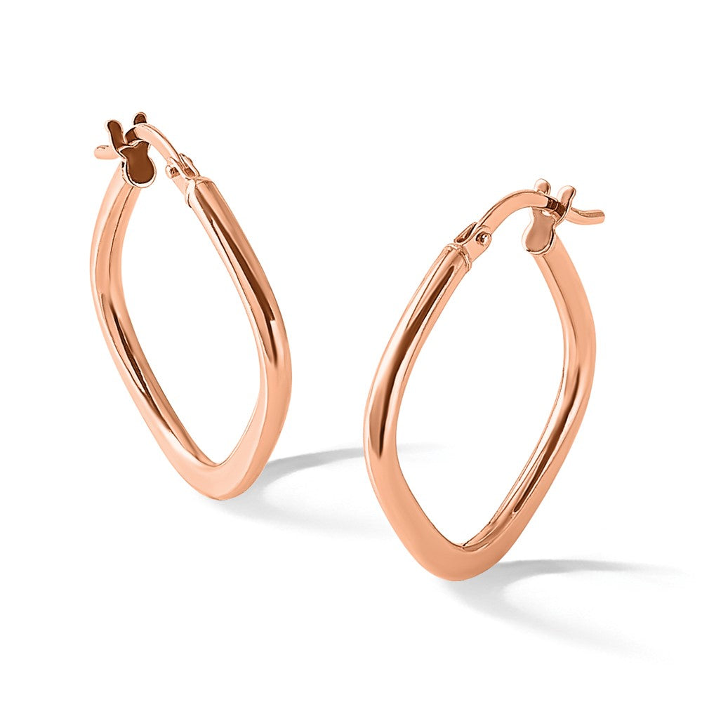 10K Rose Gold Polished Square Hoop Earrings